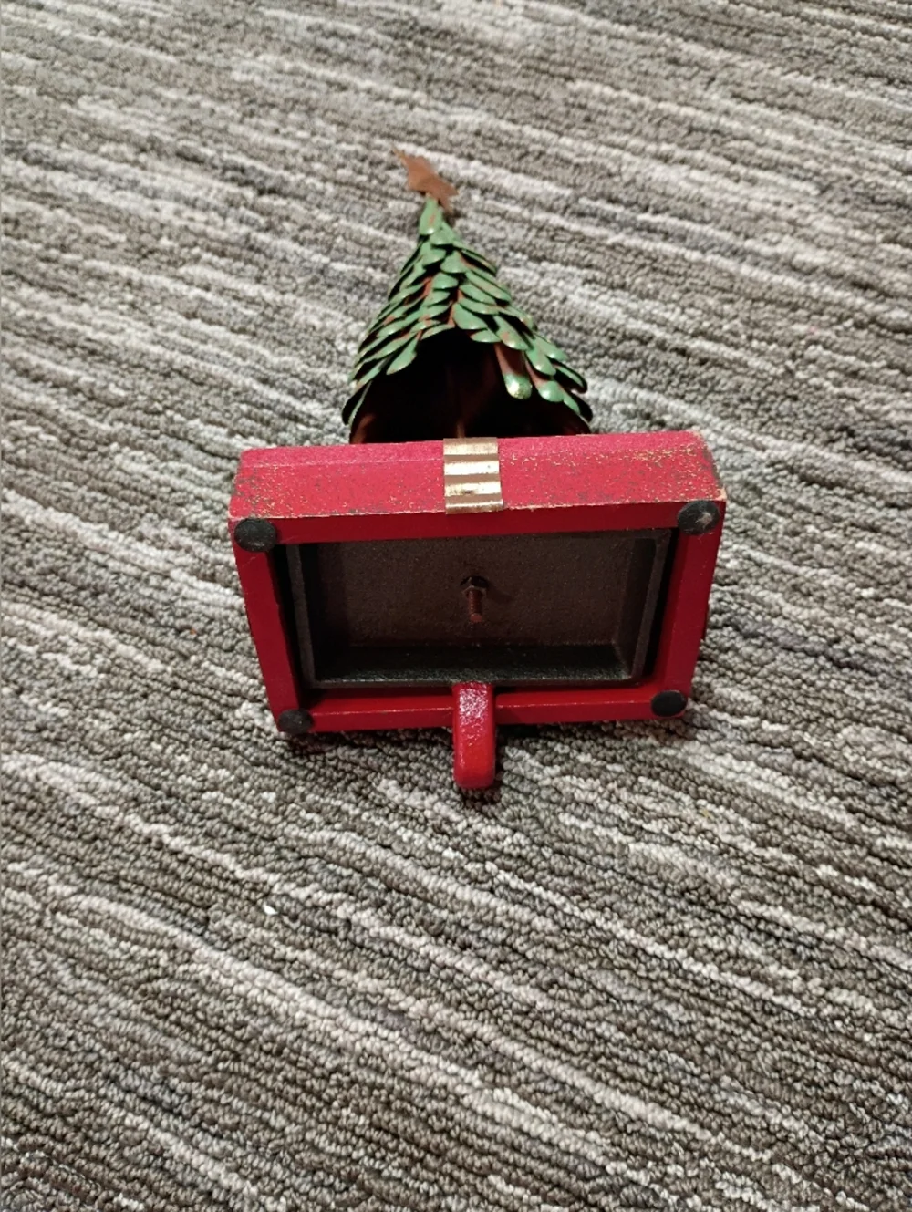 Holiday Green & Red Metal Tree with Gold Star Stocking Holder - Picture 3 of 3